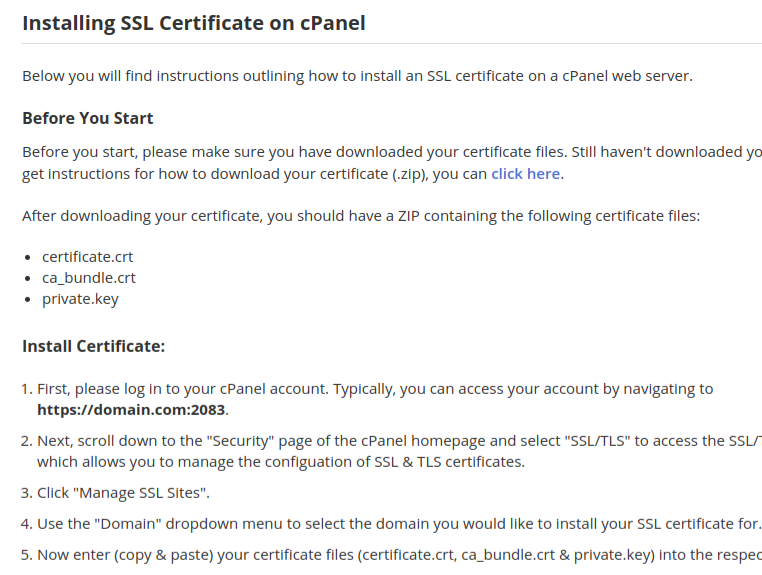ssl certificate hosting